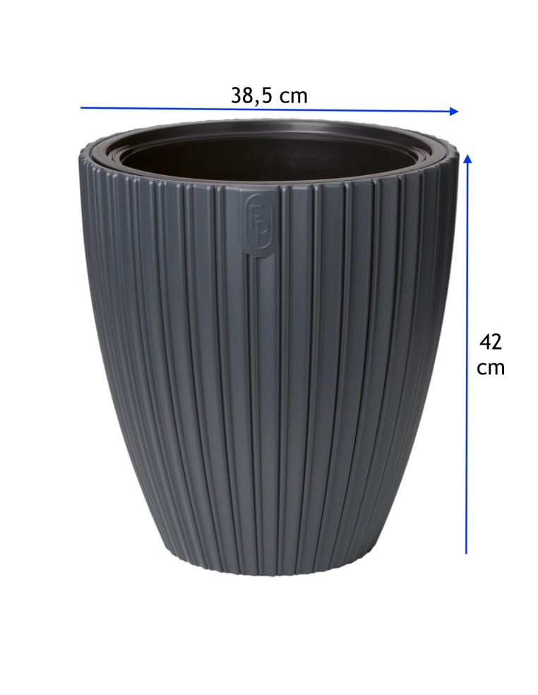 Blumentopf rund Rillenoptik L Ø39 × 42 cm, 36 L – Anthrazit | Töpferkönig