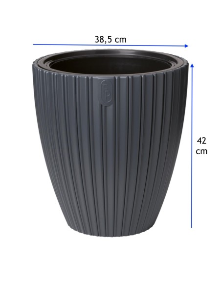Vaso rotondo effetto rigato L Ø39 × 42 cm, 36 L – Antracite | Töpferkönig