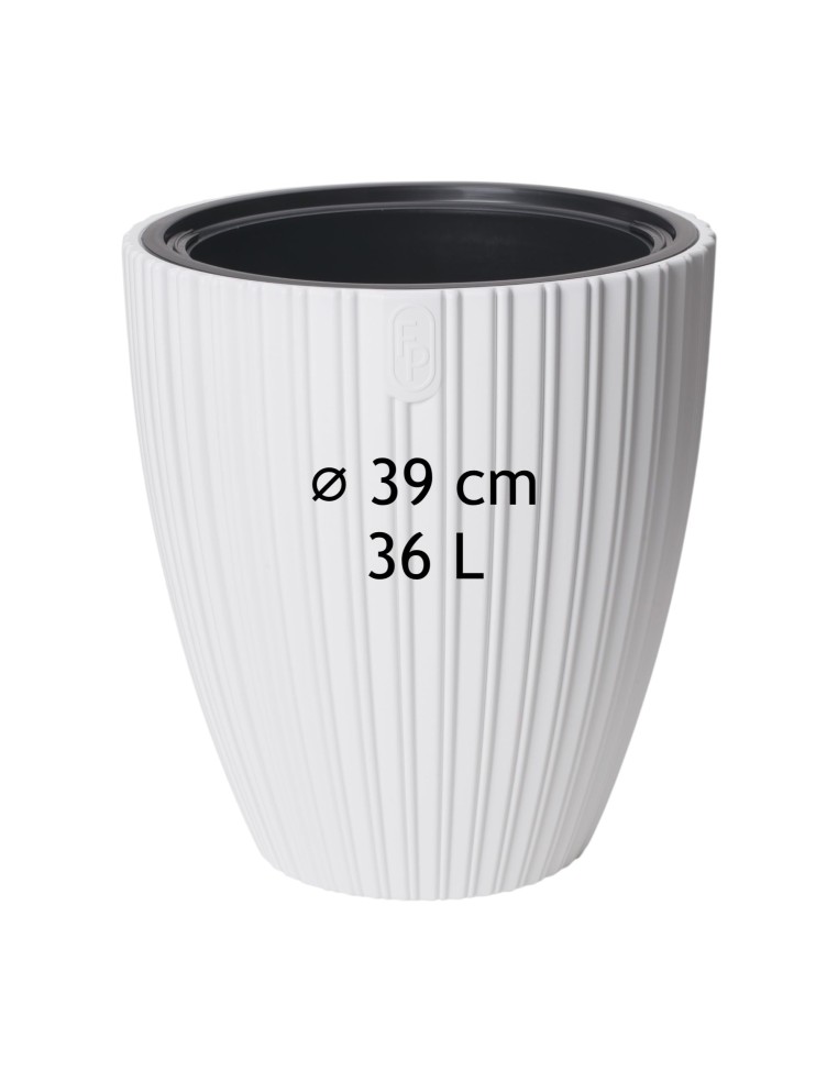 Blumentopf rund Rillenoptik L Ø39 × 42 cm, 36 L – Grau | Töpferkönig