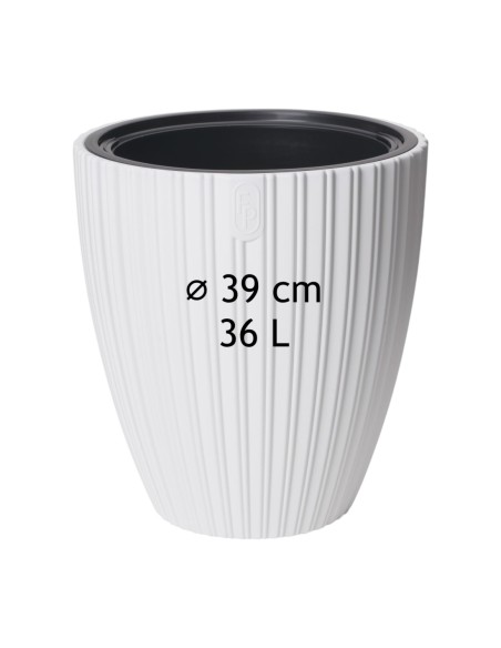 Bloempot rond ribbellook L Ø39 × 42 cm, 36 L – Grijs | Töpferkönig