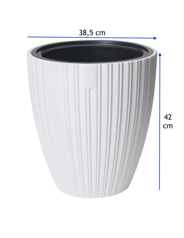 Maceta redonda efecto estriado L Ø39 × 42 cm, 36 L – Gris | Töpferkönig