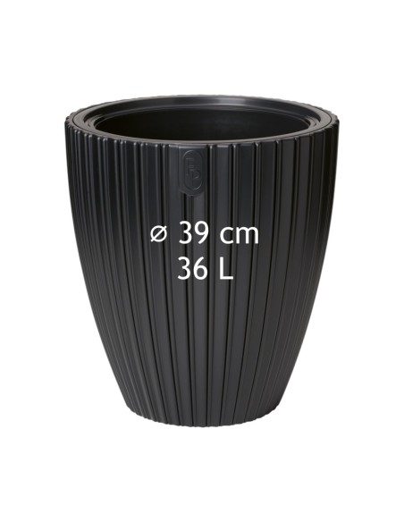 Blumentopf rund Rillenoptik L Ø39 × 42 cm, 36 L – Schwarz | Töpferkönig