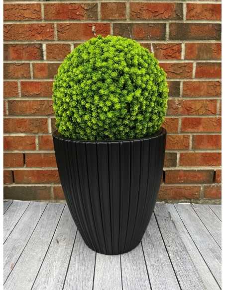 Blumentopf rund Rillenoptik L Ø39 × 42 cm, 36 L – Schwarz | Töpferkönig