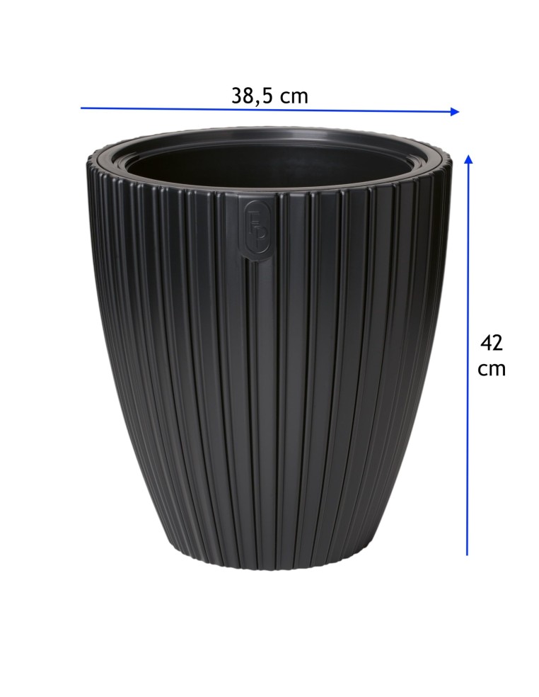 Bloempot rond ribbellook L Ø39 × 42 cm, 36 L – Zwart | Töpferkönig