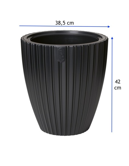 Blumentopf rund Rillenoptik L Ø39 × 42 cm, 36 L – Schwarz | Töpferkönig