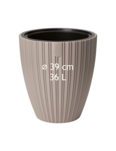 Blumentopf rund Rillenoptik L Ø39 × 42 cm, 36 L – Taupe | Töpferkönig