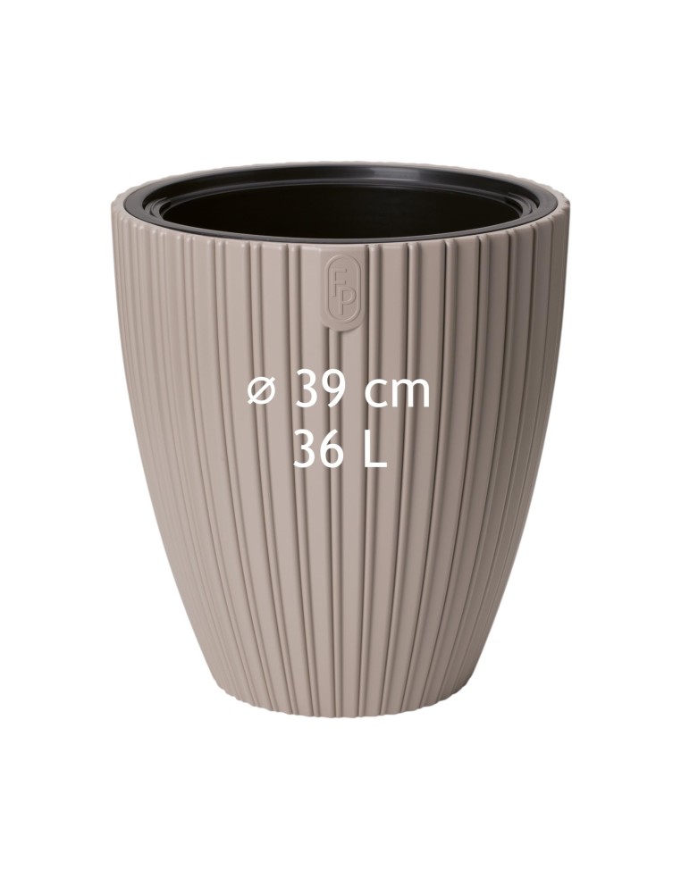 Maceta redonda efecto estriado L Ø39 × 42 cm, 36 L – Topo | Töpferkönig