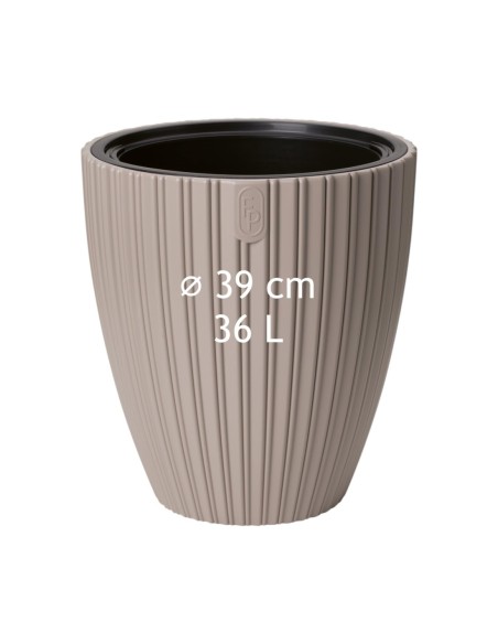 Maceta redonda efecto estriado L Ø39 × 42 cm, 36 L – Topo | Töpferkönig