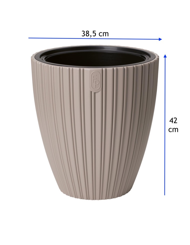 Blumentopf rund Rillenoptik L Ø39 × 42 cm, 36 L – Taupe | Töpferkönig