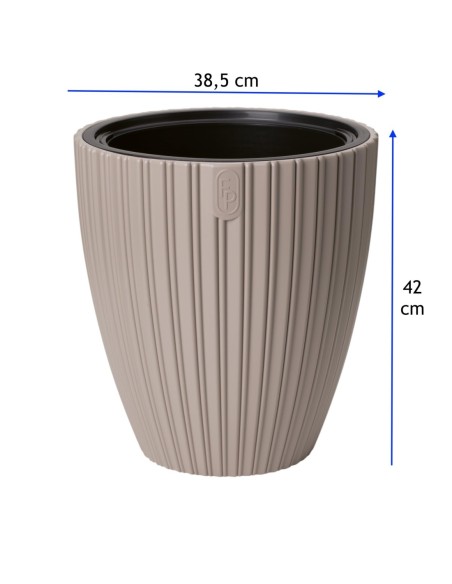 Blumentopf rund Rillenoptik L Ø39 × 42 cm, 36 L – Taupe | Töpferkönig