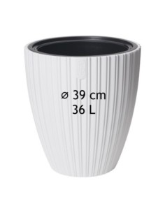 Vaso rotondo effetto rigato L Ø39 × 42 cm, 36 L – Bianco | Töpferkönig
