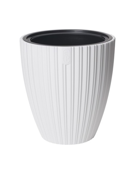 Vaso rotondo effetto rigato L Ø39 × 42 cm, 36 L – Bianco | Töpferkönig