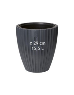 Pot de fleurs rond effet strié M Ø29 × 32 cm, 15,5 L – Anthracite | Töpferkönig