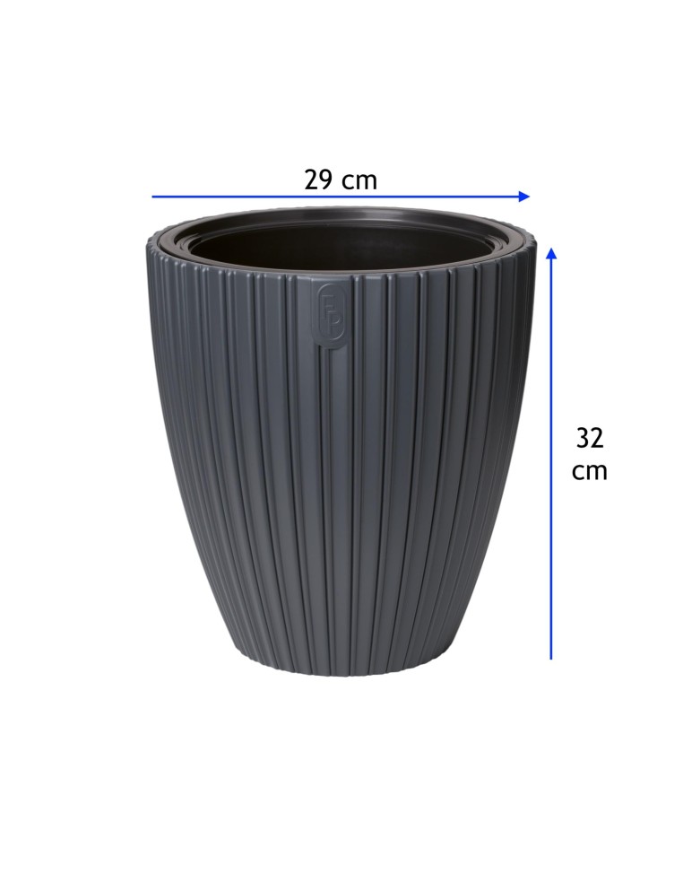 Blumentopf rund Rillenoptik M Ø29 × 32 cm, 15,5 L – Anthrazit | Töpferkönig