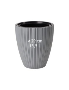 Blumentopf rund Rillenoptik M Ø29 × 32 cm, 15,5 L – Grau | Töpferkönig