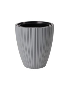 Pot de fleurs rond effet strié M Ø29 × 32 cm, 15,5 L – Gris | Töpferkönig 2