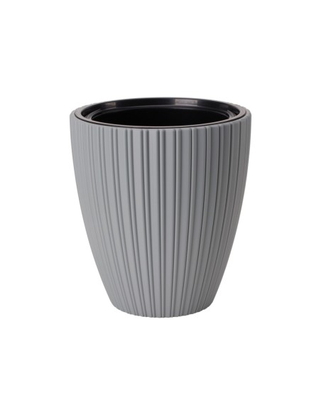 Blumentopf rund Rillenoptik M Ø29 × 32 cm, 15,5 L – Grau | Töpferkönig