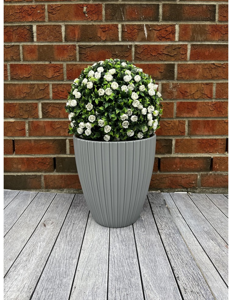 Blumentopf rund Rillenoptik M Ø29 × 32 cm, 15,5 L – Grau | Töpferkönig