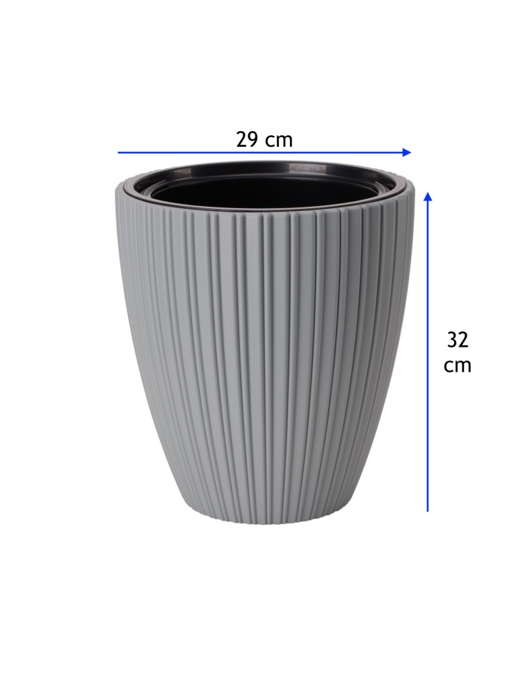 Blumentopf rund Rillenoptik M Ø29 × 32 cm, 15,5 L – Grau | Töpferkönig