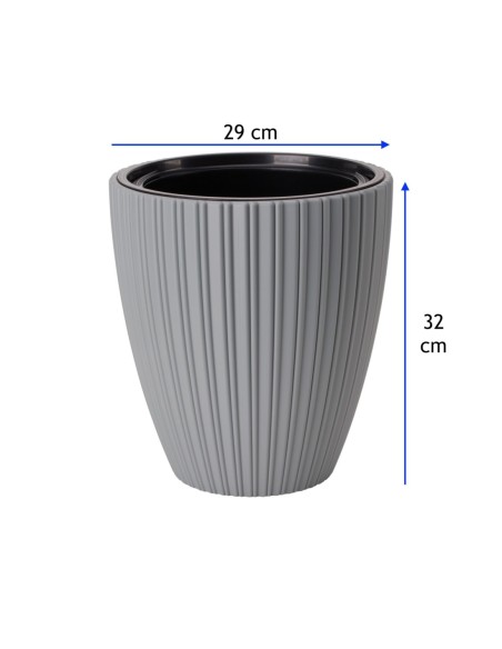 Blumentopf rund Rillenoptik M Ø29 × 32 cm, 15,5 L – Grau | Töpferkönig