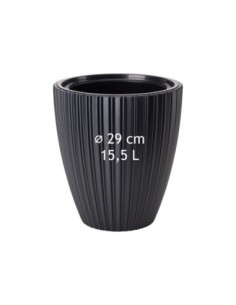 Vaso rotondo effetto rigato M Ø29 × 32 cm, 15,5 L – Nero | Töpferkönig