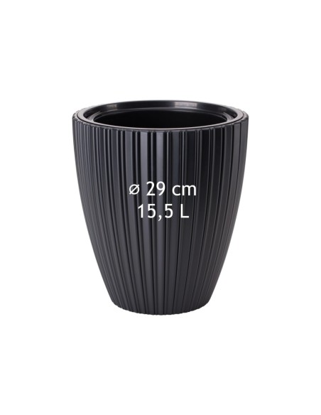 Blumentopf rund Rillenoptik M Ø29 × 32 cm, 15,5 L – Schwarz | Töpferkönig