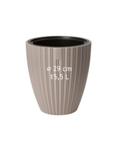 Blumentopf rund Rillenoptik M Ø29 × 32 cm, 15,5 L – Taupe | Töpferkönig
