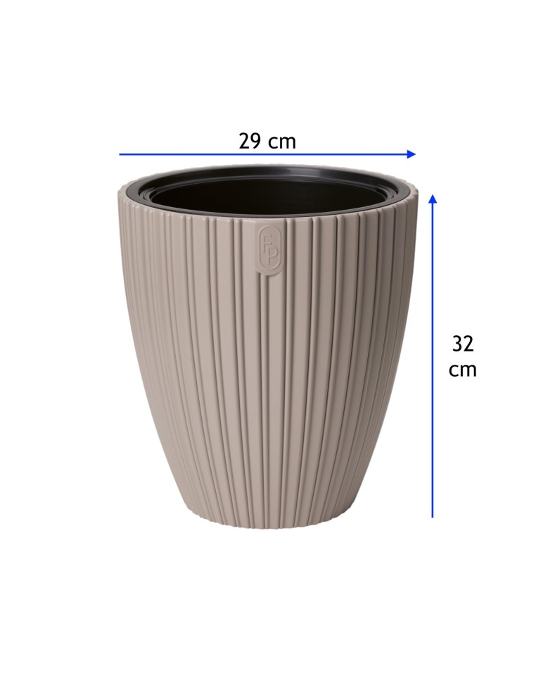 Vaso rotondo effetto rigato M Ø29 × 32 cm, 15,5 L – Tortora | Töpferkönig