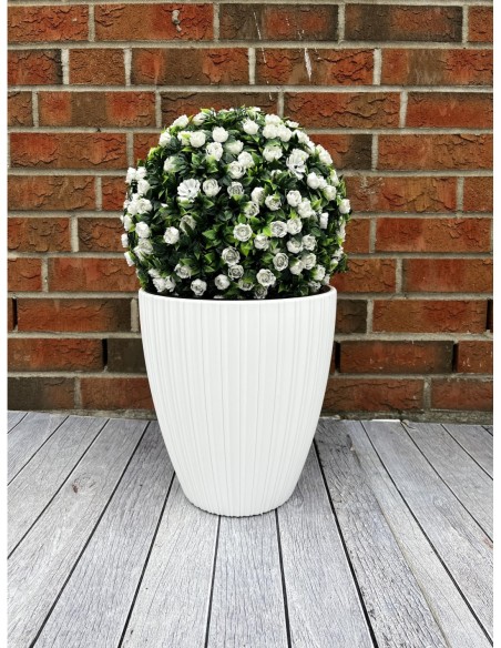 Bloempot rond ribbellook M Ø29 × 32 cm, 15,5 L – Wit | Töpferkönig