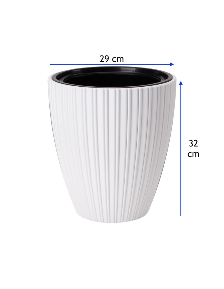 Blumentopf rund Rillenoptik M Ø29 × 32 cm, 15,5 L – Weiß | Töpferkönig