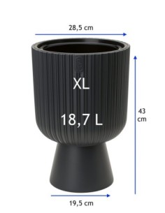 Blumenkübel rund Rillenoptik XL hoch Ø29 × 43 cm, 18,7 L – Anthrazit | Töpferkönig 2