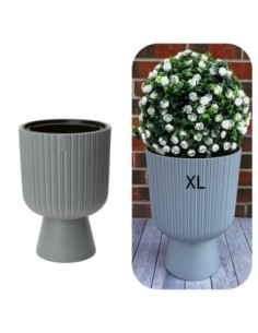 Blumenkübel rund Rillenoptik XL hoch Ø29 × 43 cm, 18,7 L – Grau | Töpferkönig