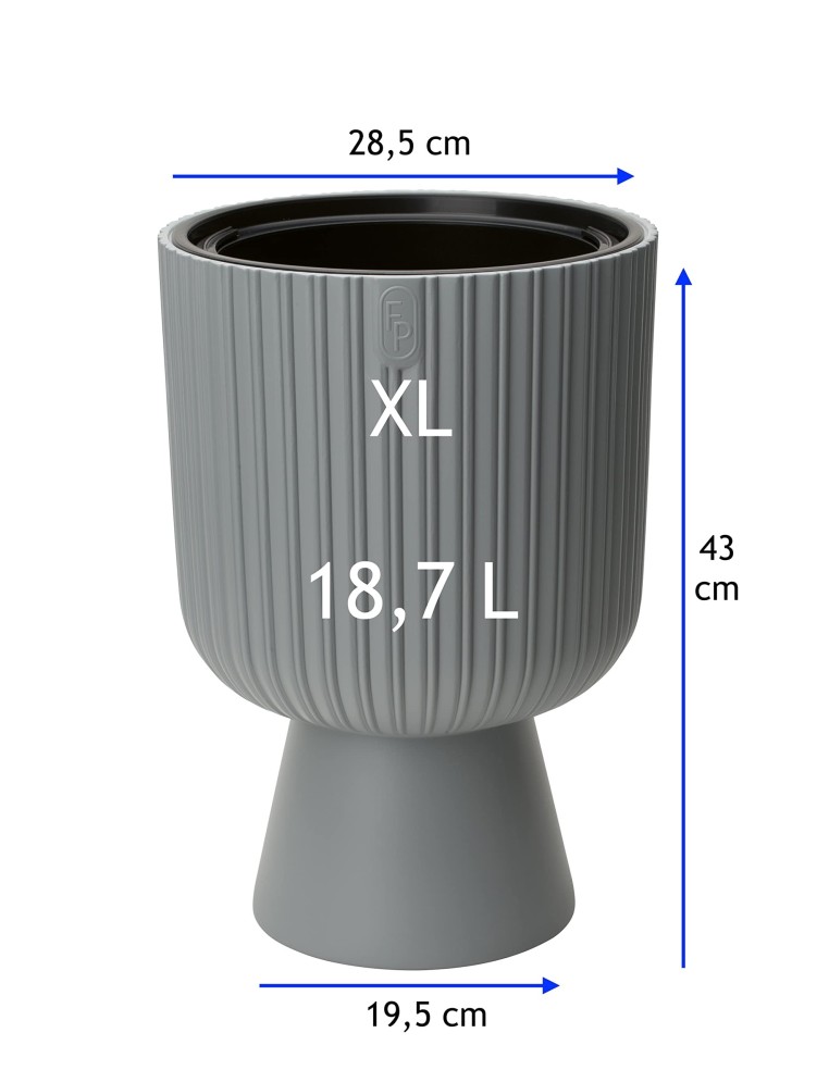 Pot haut rond effet strié XL Ø29 × 43 cm, 18,7 L – Gris | Töpferkönig