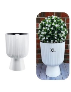Pot haut rond effet strié XL Ø29 × 43 cm, 18,7 L – Blanc | Töpferkönig