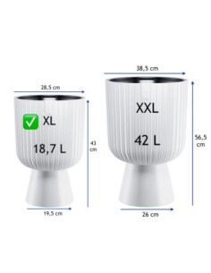 Pot haut rond effet strié XL Ø29 × 43 cm, 18,7 L – Blanc | Töpferkönig 2