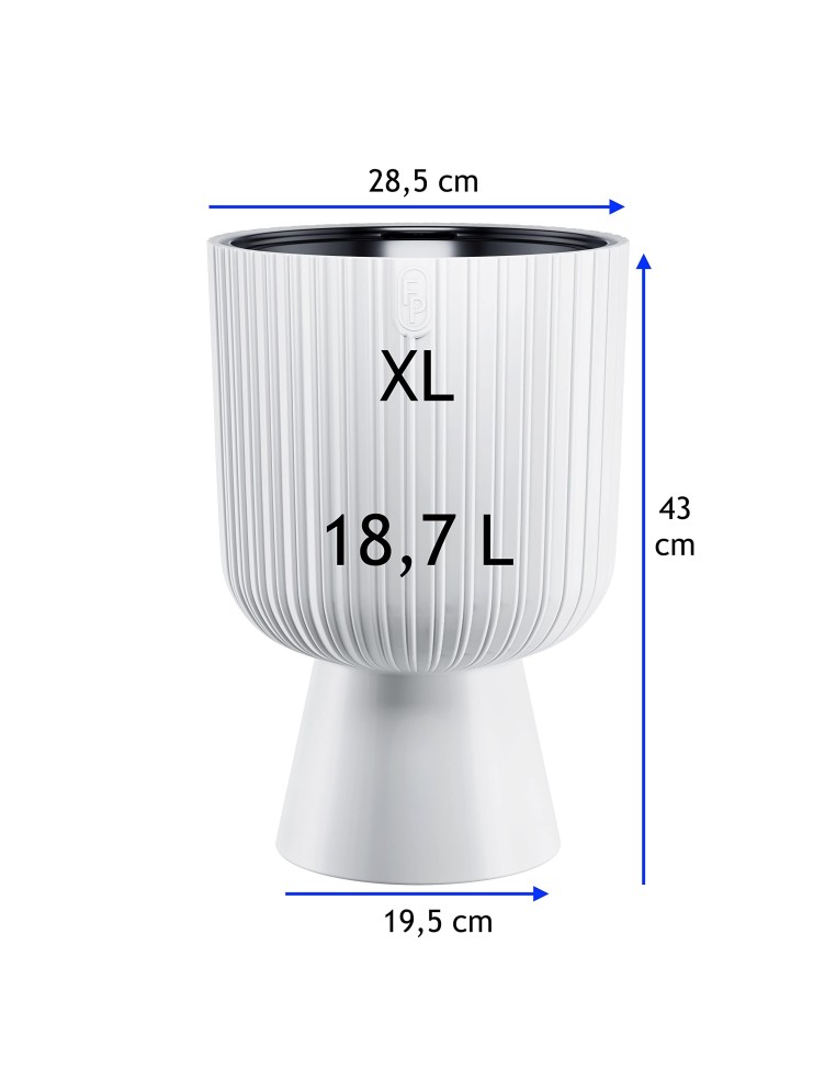 Plantenbak rond ribbellook XL hoog Ø29 × 43 cm, 18,7 L – Wit | Töpferkönig