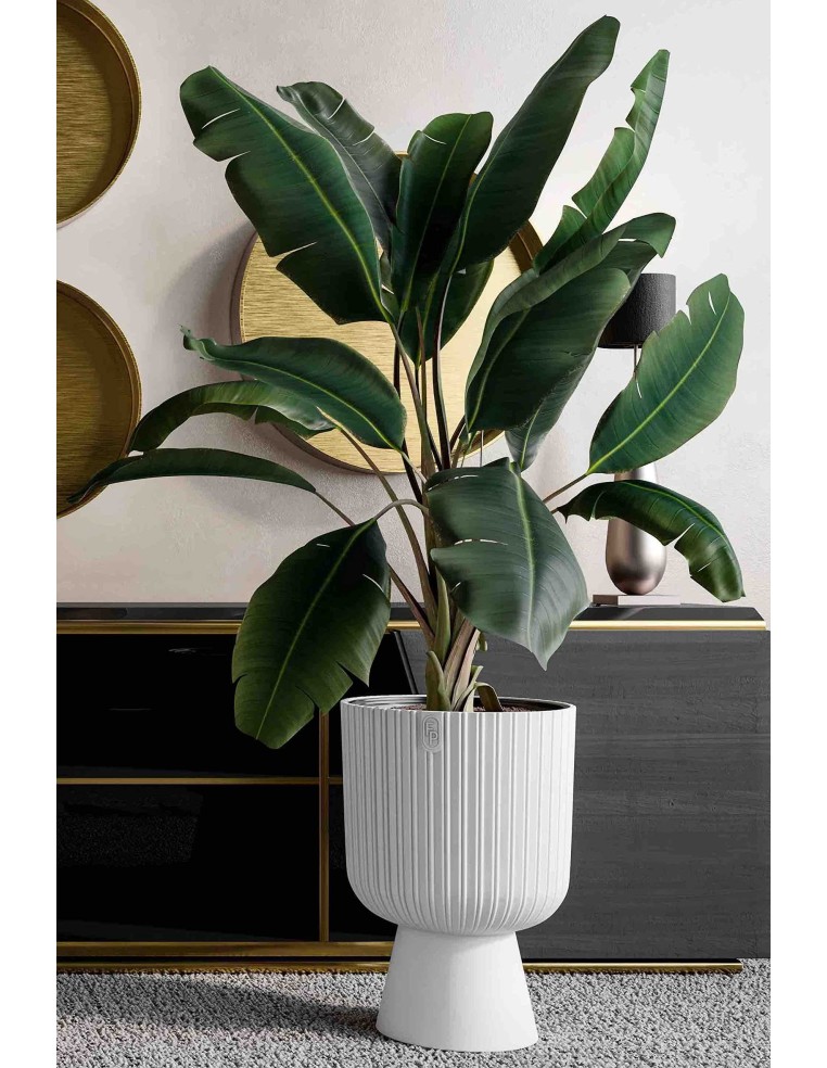 Plantenbak rond ribbellook XL hoog Ø29 × 43 cm, 18,7 L – Wit | Töpferkönig