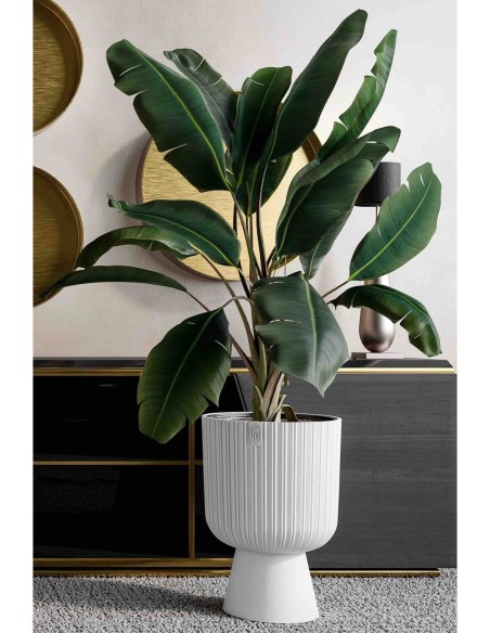 Pot haut rond effet strié XL Ø29 × 43 cm, 18,7 L – Blanc | Töpferkönig