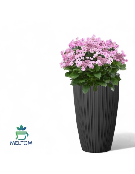 Pot haut rond effet strié XXL Ø39 × 58 cm, 51 L – Anthracite | Töpferkönig