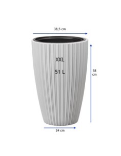 Pot haut rond effet strié XXL Ø39 × 58 cm, 51 L – Gris | Töpferkönig 2