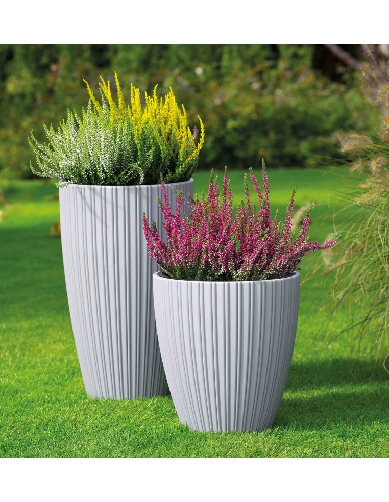 Plantenbak rond ribbellook XXL hoog Ø39 × 58 cm, 51 L – Grijs | Töpferkönig