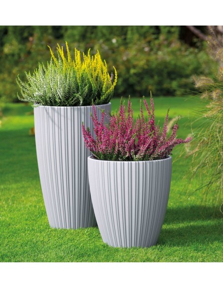 Plantenbak rond ribbellook XXL hoog Ø39 × 58 cm, 51 L – Grijs | Töpferkönig