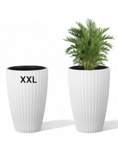 Plantenbak rond ribbellook XXL hoog Ø39 × 58 cm, 51 L – Wit | Töpferkönig
