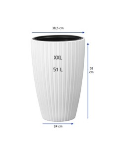 Plantenbak rond ribbellook XXL hoog Ø39 × 58 cm, 51 L – Wit | Töpferkönig 2