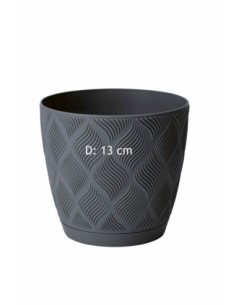 Cubremacetas redondo Ø13 × 12 cm relieve de rombos, 1,1 L – Antracita | Töpferkönig