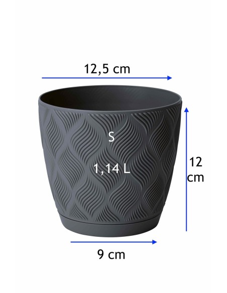 Cache-pot rond Ø13 × 12 cm à relief losange, 1,1 L – Anthracite | Töpferkönig