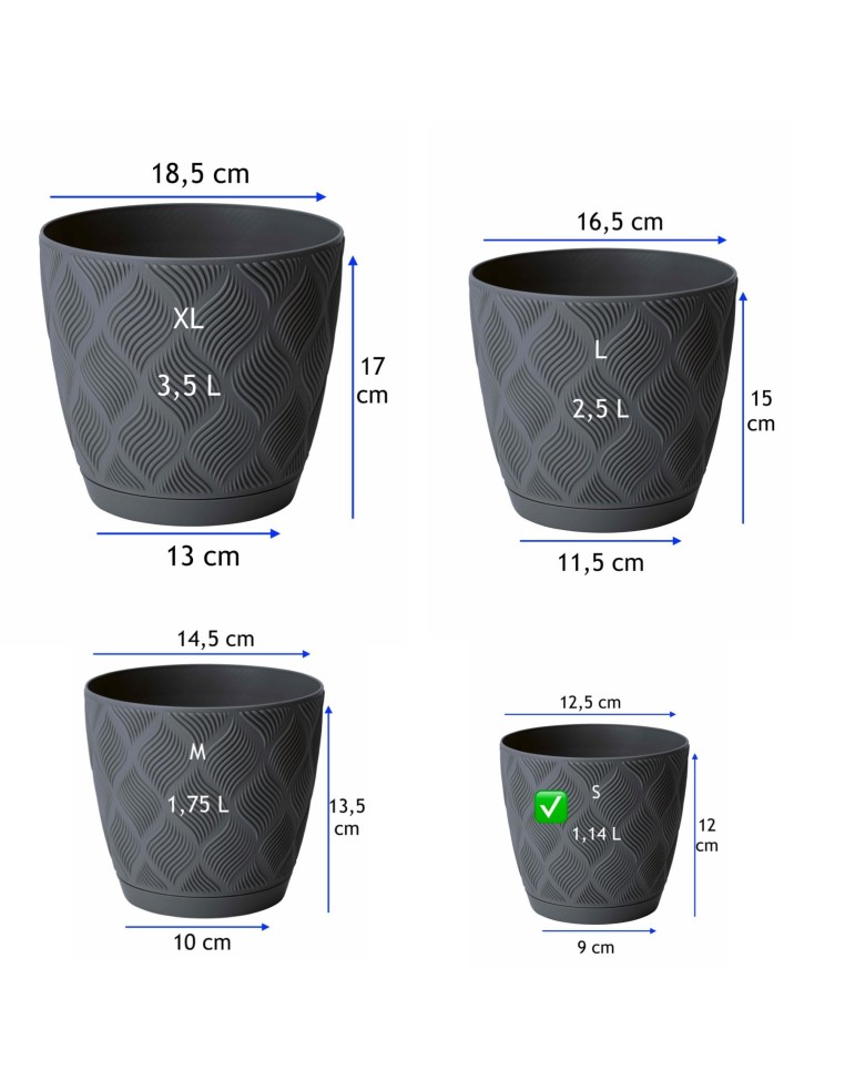 Coprivaso rotondo Ø13 × 12 cm rilievo a rombi, 1,1 L – Antracite | Töpferkönig