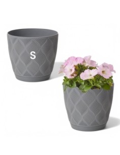 Cache-pot rond Ø13 × 12 cm à relief losange, 1,8 L – Gris | Töpferkönig