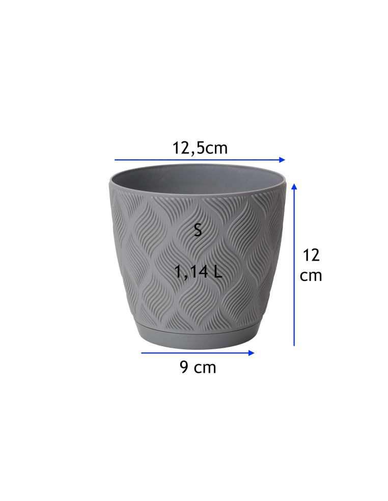 Übertopf rund Ø13 × 12 cm Rautenrelief, 1,8 L – Grau | Töpferkönig