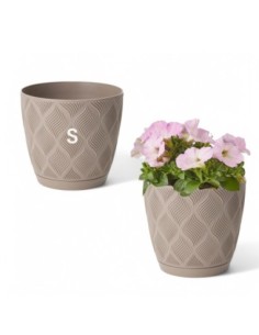 Coprivaso rotondo Ø13 × 12 cm rilievo a rombi, 1,8 L – Tortora | Töpferkönig